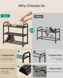 LEDREM Expandable Shoe Rack, 4-Tier Metal Shoe Shelf Storage, Adjustable Shoe Organiser, Free Standing Shoe Racks For Hallway - thumbnail 5