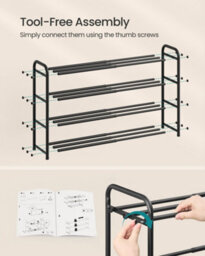 LEDREM Expandable Shoe Rack, 4-Tier Metal Shoe Shelf Storage, Adjustable Shoe Organiser, Free Standing Shoe Racks For Hallway - thumbnail 8