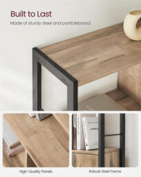 Songmics Bookshelf, Storage Shelf, Large Bookcase With Doors, 4 Shelves, Steel Structure, Industrial, Toasted Oak Colour And Black - thumbnail 5