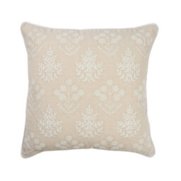 Natural & White Embroidered Floral Indoor Cushion (L)45Cm (W)45Cm - thumbnail 1