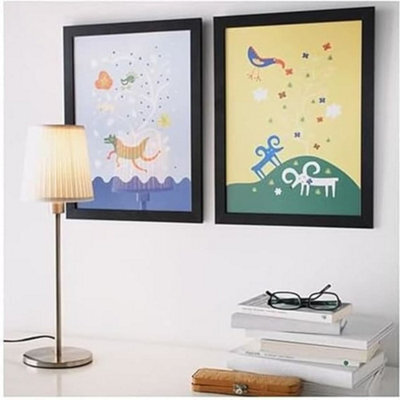 Biznest Set Of 4 Fiskbo A4 Photo Frames 21X30 Cm Fibreboard & Plastic Ideal For Certificates Pictures (Black)