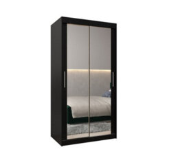 Arte Tokyo 03 Contemporary Mirrored 2 Sliding Door Wardrobe 5 Shelves 2 Rails Black Matt (H)2000mm (W)1000mm (D)620mm - thumbnail 1