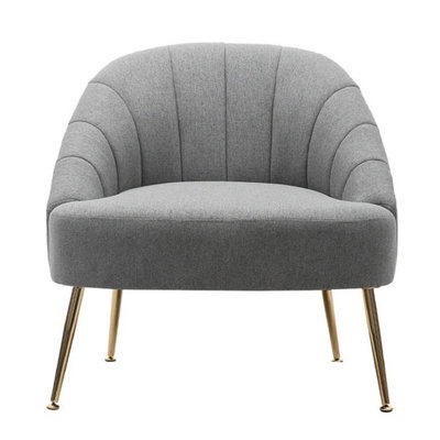 Fabric Scallop Back Armchair Small Bedroom Single Sofa Occasional Lounge Chair - image 1