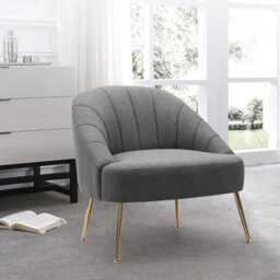 Fabric Scallop Back Armchair Small Bedroom Single Sofa Occasional Lounge Chair - thumbnail 3