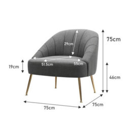 Fabric Scallop Back Armchair Small Bedroom Single Sofa Occasional Lounge Chair - thumbnail 2