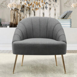 Fabric Scallop Back Armchair Small Bedroom Single Sofa Occasional Lounge Chair - thumbnail 4