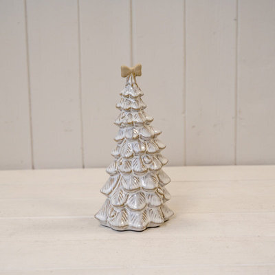 Four Candle Satchville Stone Glazed Ceramic Bendy Christmas Tree With Bow - image 1