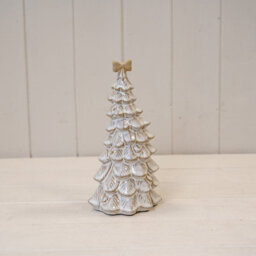 Four Candle Satchville Stone Glazed Ceramic Bendy Christmas Tree With Bow - thumbnail 1
