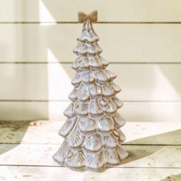 Four Candle Satchville Stone Glazed Ceramic Bendy Christmas Tree With Bow - thumbnail 2