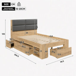 Single Storage Bed With 3 Drawers, Shelves & Led - thumbnail 4
