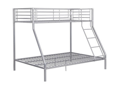 Mattress Guru Palmdale Metal Triple Sleeper Bunk Bed - 3Ft (90Cm) Single /4Ft6 (135Cm) Double, Kids Bedroom Furniture, Space Saving, Silver - image 1