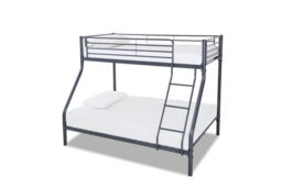 Mattress Guru Palmdale Metal Triple Sleeper Bunk Bed - 3Ft (90Cm) Single /4Ft6 (135Cm) Double, Kids Bedroom Furniture, Space Saving, Silver - thumbnail 5