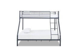 Mattress Guru Palmdale Metal Triple Sleeper Bunk Bed - 3Ft (90Cm) Single /4Ft6 (135Cm) Double, Kids Bedroom Furniture, Space Saving, Silver - thumbnail 2