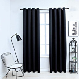 Berkfield Blackout Curtains With Metal Rings 2 Pcs Black 140X225 Cm