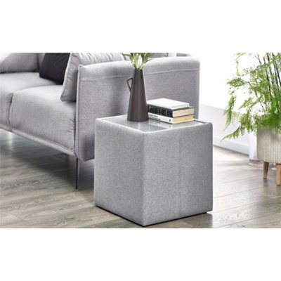 Ashfield Platinum Wool Effect Lamp Table - image 1