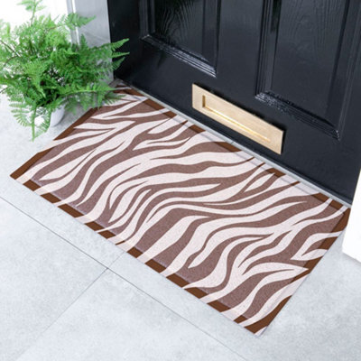 Native Natural Brown Zebra Pattern Indoor & Outdoor Doormat - 70X40Cm - image 1