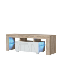 Floe Tv Unit 130Cm Oak & White With High Gloss Doors And Led Lighting - Creative Furniture - thumbnail 5