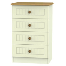 Vittoria Ready Assembled Matt Cream Oak Effect 4 Drawer Midi Chest (H)885mm (W)580mm (D)415mm
