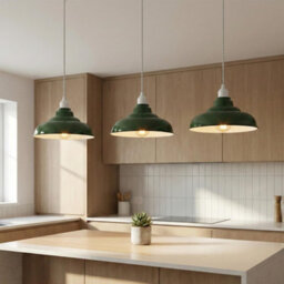 Green Metal Ceiling Lamp Shade With Black Line Design For Modern Pendant Lights In Bedroom Living Room Or Kitchen - thumbnail 3