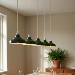 Green Metal Ceiling Lamp Shade With Black Line Design For Modern Pendant Lights In Bedroom Living Room Or Kitchen - thumbnail 4