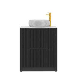 Royal Bathrooms Avenza 700mm Matt Obsidian Black Floor Standing Countertop Bathroom Vanity Unit 2 Drawer With Milan Basin - thumbnail 6