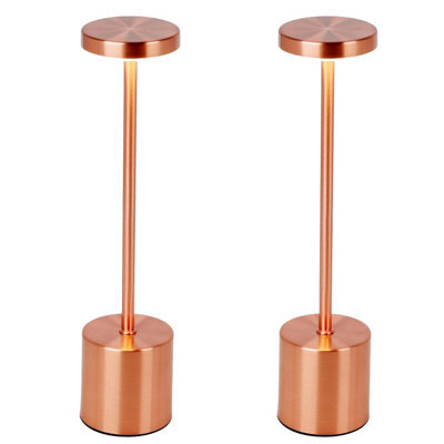 Urbn-Living Urbnliving Cordless Rechargeable Led Touch Table Lamp Dimmable Usb Night Light - Copper Set Of 2 - image 1