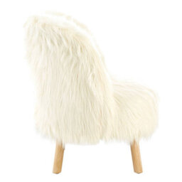 Orsina White Faux Fur Chair, Backrest Indoor Accent Chair, Easy To Clean Small Lounge Chair - thumbnail 3