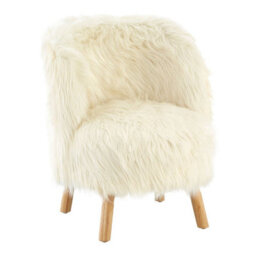 Orsina White Faux Fur Chair, Backrest Indoor Accent Chair, Easy To Clean Small Lounge Chair - thumbnail 2