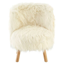 Orsina White Faux Fur Chair, Backrest Indoor Accent Chair, Easy To Clean Small Lounge Chair