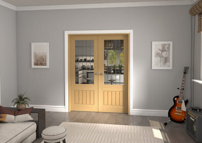 Green & Taylor Cottage Deluxe Oak 2Xg Internal French Door Set - 1580 X 2021 X 133mm (Wxhxt) - image 1