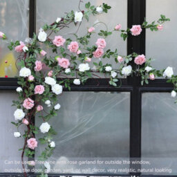8Ft 45 Flowers Artificial Flower Vine Rose Fake Hanging Garland Wedding Decor Uk Rose Flowers-Rose Red - thumbnail 3