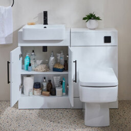 Homestylestore 1050mm White Bathroom Combination Vanity Toilet Wc Unit With Black T Bar Handle - thumbnail 1