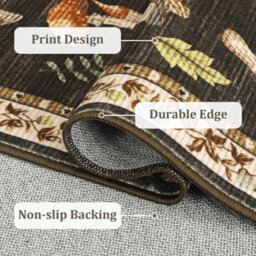 London Boutique 140X200Cm Mushroom Butterfly Area Rug, Washable Non-Slip Low Pile Carpet For Nursery, Bedroom, Living Room, Brown - thumbnail 7