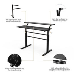 2-Tier Standing Pc Desk Sit To Stand Worktable Ergonomic Computer Table - thumbnail 3