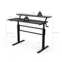 2-Tier Standing Pc Desk Sit To Stand Worktable Ergonomic Computer Table - thumbnail 2