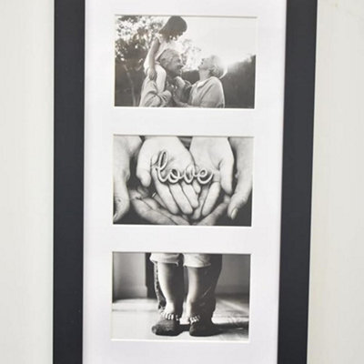 Biznest 3 Multi-Aperture Frame Photos Multi Picture Wall Frame Family Rules Collage Frame Photo Frame 26X43Cm (Black)