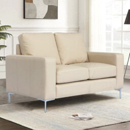 Furniture in Fashion Baltic Faux Leather 2 Seater Sofa In Ivory - thumbnail 1