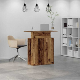 Berkfield Durable Reception Desk Old Wood 100X40X104 Cm Engineered Wood - thumbnail 3
