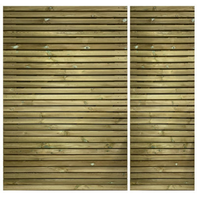 Ruby UK Ruby Redwood Slatted Gates 3/4 1/4 Ruby Stylish Wooden Entry Gate Pair 3.6M Wide X 1.8M High Right Hand Hinge