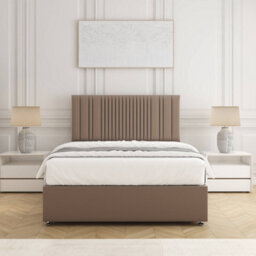 Bsspoke Florence Divan Bed Set In Mink Plush Velvet 24Inch Headboard & 2 Drawers Same Side & No Mattress In All Sizes - thumbnail 3