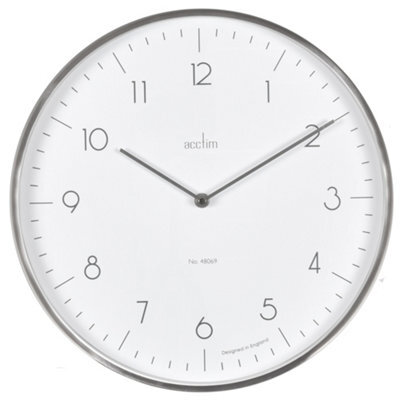 Acctim Madison Wall Clock Quartz Modern Brushed Metal Case Foil Embossed Brushed Steel 35Cm - image 1