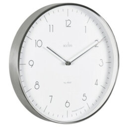 Acctim Madison Wall Clock Quartz Modern Brushed Metal Case Foil Embossed Brushed Steel 35Cm - thumbnail 2