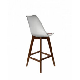 Fusion Living Soho White & Blush Pink Plastic Bar Stool With Dark Wood Legs - thumbnail 3