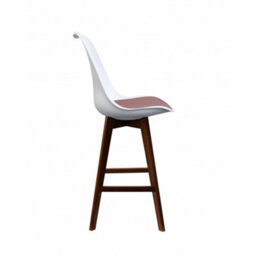 Fusion Living Soho White & Blush Pink Plastic Bar Stool With Dark Wood Legs - thumbnail 4