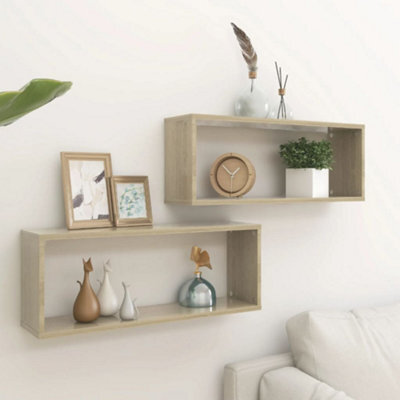 Berkfield Wall Cube Shelf 2 Pcs Sonoma Oak 60X15X23 Cm Engineered Wood - image 1
