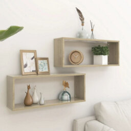 Berkfield Wall Cube Shelf 2 Pcs Sonoma Oak 60X15X23 Cm Engineered Wood - thumbnail 1