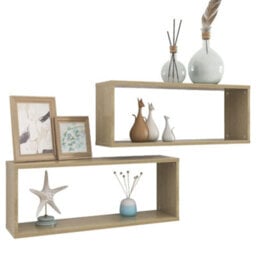 Berkfield Wall Cube Shelf 2 Pcs Sonoma Oak 60X15X23 Cm Engineered Wood - thumbnail 3