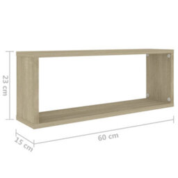 Berkfield Wall Cube Shelf 2 Pcs Sonoma Oak 60X15X23 Cm Engineered Wood - thumbnail 9