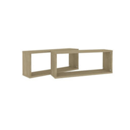 Berkfield Wall Cube Shelf 2 Pcs Sonoma Oak 60X15X23 Cm Engineered Wood - thumbnail 8