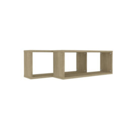 Berkfield Wall Cube Shelf 2 Pcs Sonoma Oak 60X15X23 Cm Engineered Wood - thumbnail 7